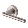 This is an image of a Heritage Brass - Door Handle Lever Latch on Round Rose Alicia Design Satin Nickel, v2100-sn that is available to order from T.H Wiggans Ironmongery in Kendal.