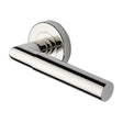 This is an image of a Heritage Brass - Door Handle Lever Latch on Round Rose Bauhaus Mitre Design Polished, v2270-pnf that is available to order from T.H Wiggans Ironmongery in Kendal.