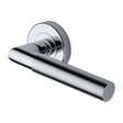 This is an image of a Heritage Brass - Door Handle Lever Latch on Round Rose Bauhaus Mitre Reeded Desi, v2274-pc that is available to order from T.H Wiggans Ironmongery in Kendal.