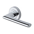 This is an image of a Heritage Brass - Door Handle Lever Latch on Round Rose Admiralty Design Polished Chr, v2355-pc that is available to order from T.H Wiggans Ironmongery in Kendal.