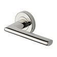 This is an image of a Heritage Brass - Door Handle Lever Latch on Round Rose Admiralty Design Polished Nic, v2355-pnf that is available to order from T.H Wiggans Ironmongery in Kendal.
