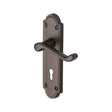This is an image of a Heritage Brass - Door Handle Lever Lock Meridian Design Matt Bronze Finish, v300-mb that is available to order from T.H Wiggans Ironmongery in Kendal.