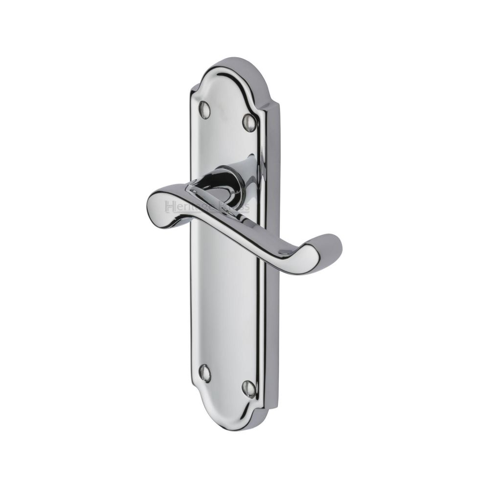 This is an image of a Heritage Brass - Door Handle Lever Latch Meridian Design Polished Chrome Finish, v313-pc that is available to order from T.H Wiggans Ironmongery in Kendal.