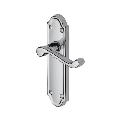 This is an image of a Heritage Brass - Door Handle Lever Latch Meridian Design Polished Chrome Finish, v313-pc that is available to order from T.H Wiggans Ironmongery in Kendal.