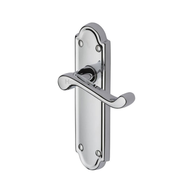 This is an image of a Heritage Brass - Door Handle Lever Latch Meridian Design Polished Chrome Finish, v313-pc that is available to order from T.H Wiggans Ironmongery in Kendal.