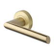 This is an image of a Heritage Brass - Door Handle Lever Latch on Round Rose Mercury Design Satin Brass, v3262-sb that is available to order from T.H Wiggans Ironmongery in Kendal.