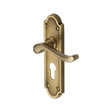 This is an image of a Heritage Brass - Door Handle for Euro Profile Plate Meridian Design Antique Brass F, v327-48-at that is available to order from T.H Wiggans Ironmongery in Kendal.