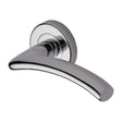 This is an image of a Heritage Brass - Door Handle Lever Latch on Round Rose Centaur Design Polished Chrom, v3490-pc that is available to order from T.H Wiggans Ironmongery in Kendal.