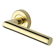 This is an image of a Heritage Brass - Door Handle Lever Latch on Round Rose Athena Design Polished Brass, v3840-pb that is available to order from T.H Wiggans Ironmongery in Kendal.