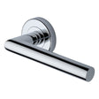 This is an image of a Heritage Brass - Door Handle Lever Latch on Round Rose Athena Design Polished Chrome, v3840-pc that is available to order from T.H Wiggans Ironmongery in Kendal.