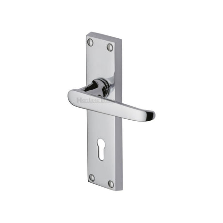 This is an image of a Heritage Brass - Door Handle Lever Lock Victoria Design Polished Chrome Finish, v3900-pc that is available to order from T.H Wiggans Ironmongery in Kendal.