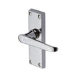 This is an image of a Heritage Brass - Door Handle Lever Latch Victoria Short Design Polished Chrome Finis, v3910-pc that is available to order from T.H Wiggans Ironmongery in Kendal.