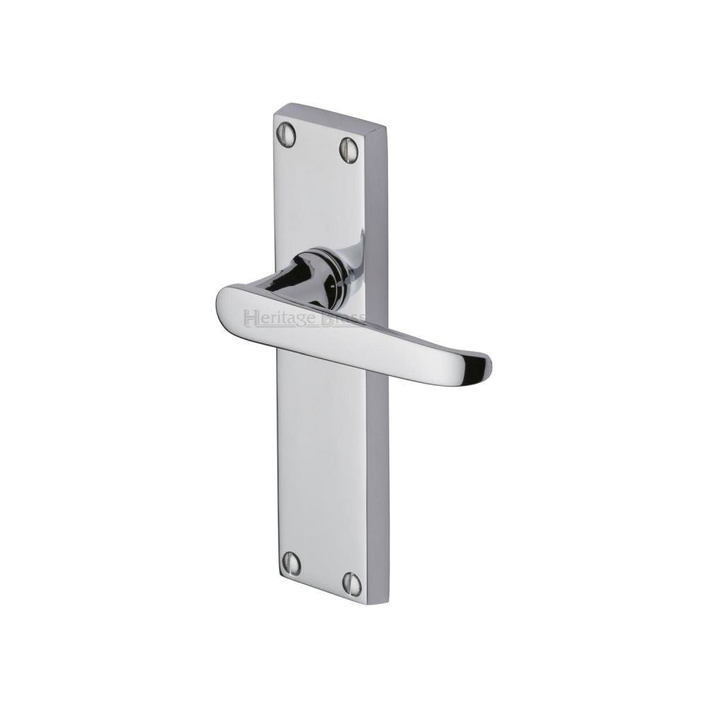 This is an image of a Heritage Brass - Door Handle Lever Latch Victoria Design Polished Chrome Finish, v3913-pc that is available to order from T.H Wiggans Ironmongery in Kendal.