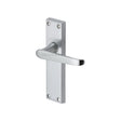 This is an image of a Heritage Brass - Door Handle Lever Latch Victoria Design Satin Chrome Finish, v3913-sc that is available to order from T.H Wiggans Ironmongery in Kendal.