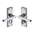 This is an image of a Heritage Brass - Door Handle for Privacy Set Victoria Short Design Polished Chrome F, v3935-pc that is available to order from T.H Wiggans Ironmongery in Kendal.
