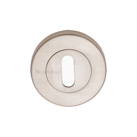 This is an image of a Heritage Brass - Key Escutcheon Satin Nickel Finish, v4000-sn that is available to order from T.H Wiggans Ironmongery in Kendal.