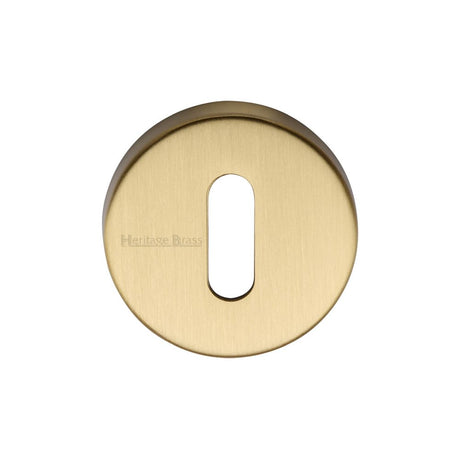 This is an image of a Heritage Brass - Key Escutcheon Satin Brass Finish, v4007-sb that is available to order from T.H Wiggans Ironmongery in Kendal.