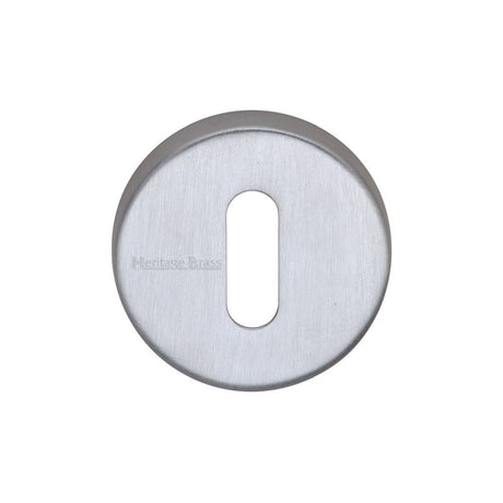 This is an image of a Heritage Brass - Key Escutcheon Satin Chrome Finish, v4007-sc that is available to order from T.H Wiggans Ironmongery in Kendal.