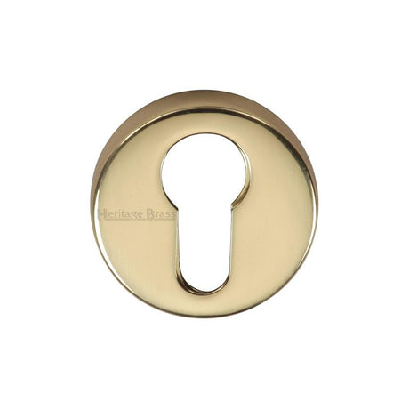 This is an image of a Heritage Brass - Euro Profile Cylinder Escutcheon Polished Brass Finish, v4008-pb that is available to order from T.H Wiggans Ironmongery in Kendal.