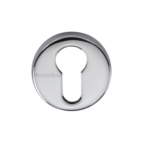 This is an image of a Heritage Brass - Euro Profile Cylinder Escutcheon Polished Chrome Finish, v4008-pc that is available to order from T.H Wiggans Ironmongery in Kendal.