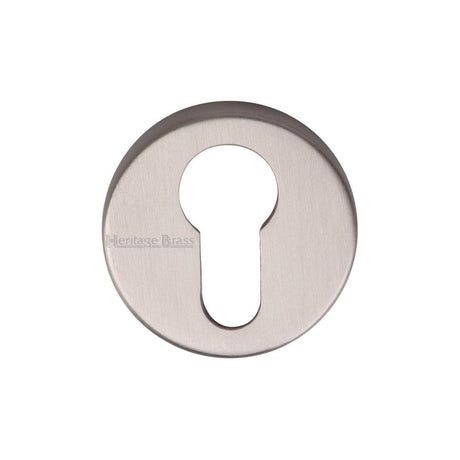 This is an image of a Heritage Brass - Euro Profile Cylinder Escutcheon Satin Nickel Finish, v4008-sn that is available to order from T.H Wiggans Ironmongery in Kendal.