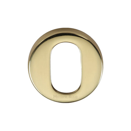 This is an image of a Heritage Brass - Oval Profile Cylinder Escutcheon Polished Brass Finish, v4009-pb that is available to order from T.H Wiggans Ironmongery in Kendal.