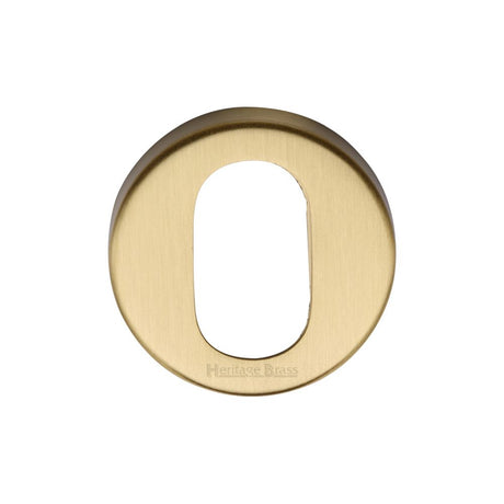 This is an image of a Heritage Brass - Oval Profile Cylinder Escutcheon Satin Brass Finish, v4009-sb that is available to order from T.H Wiggans Ironmongery in Kendal.