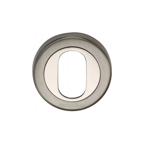 This is an image of a Heritage Brass - Oval Profile Cylinder Escutcheon Mercury Finish, v4010-mc that is available to order from T.H Wiggans Ironmongery in Kendal.