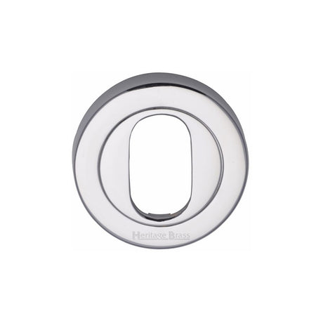 This is an image of a Heritage Brass - Oval Profile Cylinder Escutcheon Polished Chrome Finish, v4010-pc that is available to order from T.H Wiggans Ironmongery in Kendal.