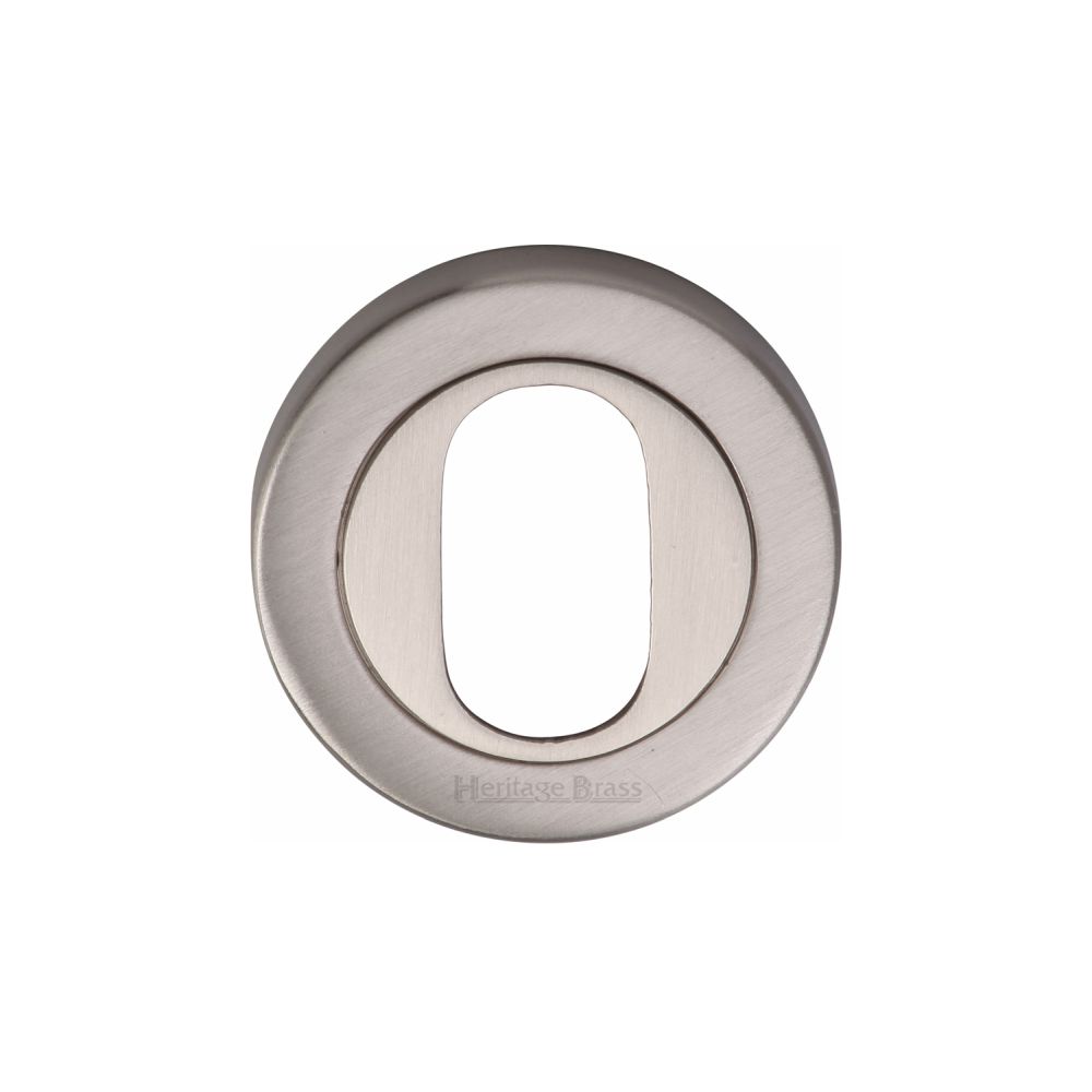 This is an image of a Heritage Brass - Oval Profile Cylinder Escutcheon Satin Nickel Finish, v4010-sn that is available to order from T.H Wiggans Ironmongery in Kendal.
