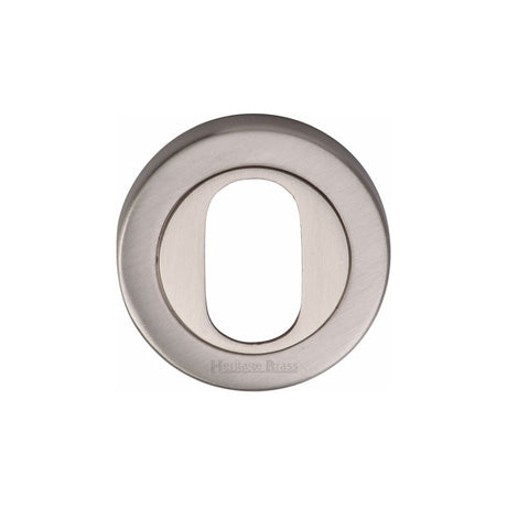 This is an image of a Heritage Brass - Oval Profile Cylinder Escutcheon Satin Nickel Finish, v4010-sn that is available to order from T.H Wiggans Ironmongery in Kendal.