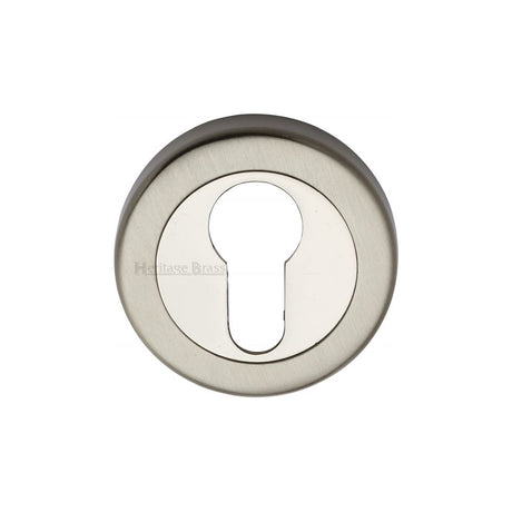 This is an image of a Heritage Brass - Euro Profile Cylinder Escutcheon Mercury Finish, v4020-mc that is available to order from T.H Wiggans Ironmongery in Kendal.