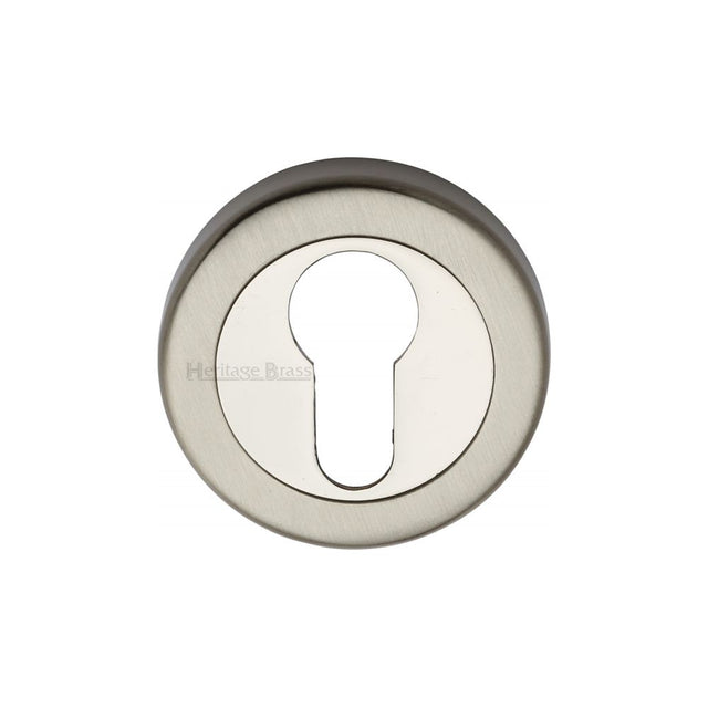 This is an image of a Heritage Brass - Euro Profile Cylinder Escutcheon Mercury Finish, v4020-mc that is available to order from T.H Wiggans Ironmongery in Kendal.