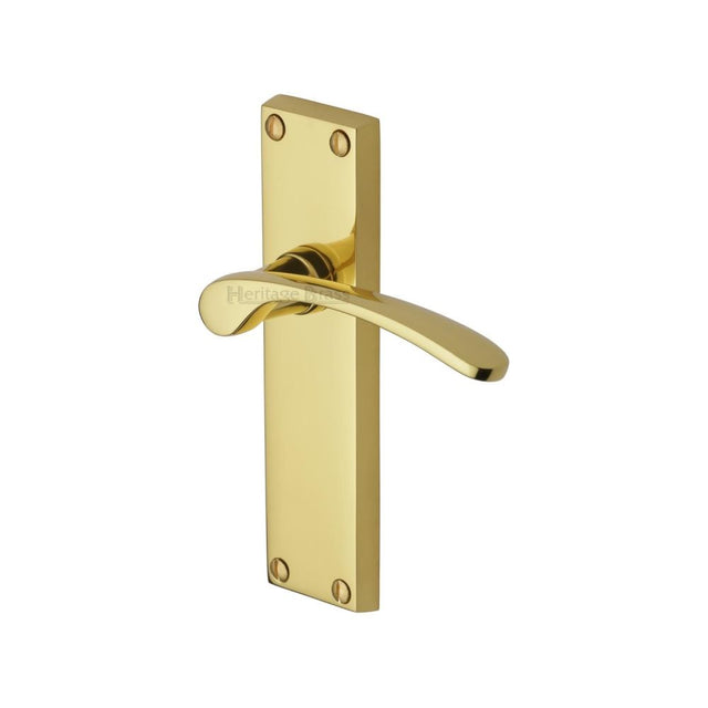 This is an image of a Heritage Brass - Door Handle Lever Latch Sophia Design Polished Brass Finish, v4113-pb that is available to order from T.H Wiggans Ironmongery in Kendal.