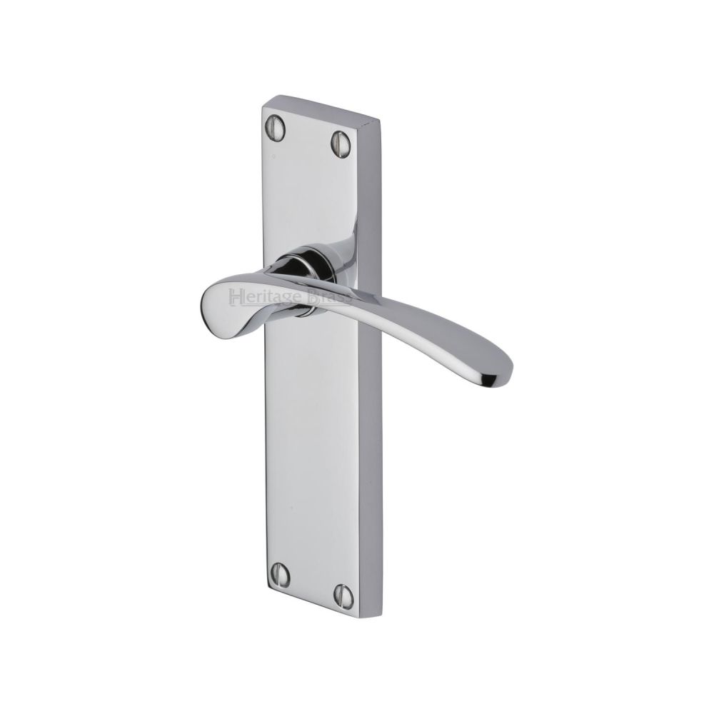 This is an image of a Heritage Brass - Door Handle Lever Latch Sophia Design Polished Chrome Finish, v4113-pc that is available to order from T.H Wiggans Ironmongery in Kendal.