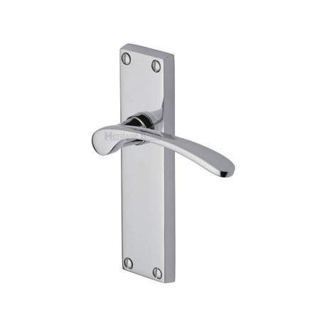 This is an image of a Heritage Brass - Door Handle Lever Latch Sophia Design Polished Chrome Finish, v4113-pc that is available to order from T.H Wiggans Ironmongery in Kendal.