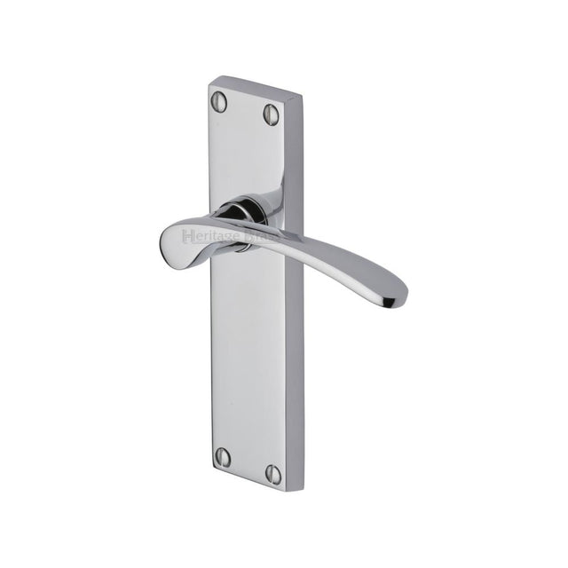 This is an image of a Heritage Brass - Door Handle Lever Latch Sophia Design Polished Chrome Finish, v4113-pc that is available to order from T.H Wiggans Ironmongery in Kendal.
