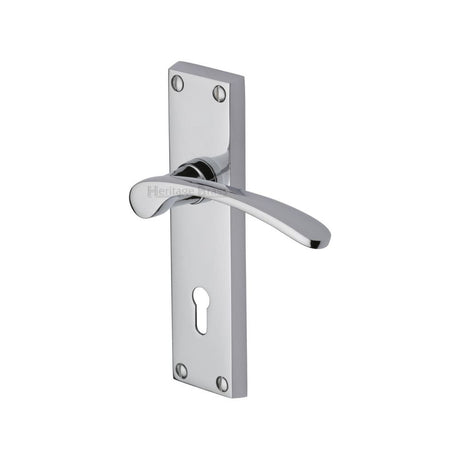 This is an image of a Heritage Brass - Door Handle Lever Lock Sophia Design Polished Chrome Finish, v4130-pc that is available to order from T.H Wiggans Ironmongery in Kendal.