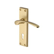 This is an image of a Heritage Brass - Door Handle Lever Lock Sophia Design Satin Brass Finish, v4130-sb that is available to order from T.H Wiggans Ironmongery in Kendal.