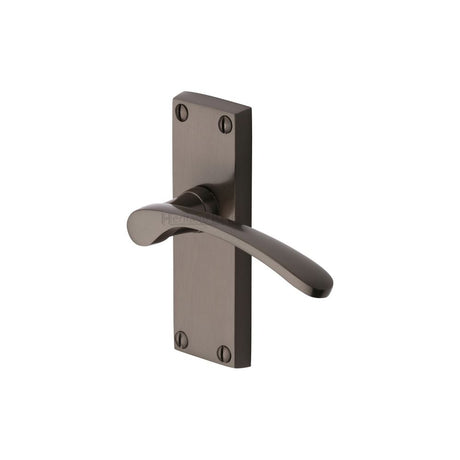 This is an image of a Heritage Brass - Door Handle Lever Latch Sophia Short Design Matt Bronze Finish, v4140-mb that is available to order from T.H Wiggans Ironmongery in Kendal.