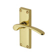 This is an image of a Heritage Brass - Door Handle Lever Latch Sophia Short Design Polished Brass Finish, v4140-pb that is available to order from T.H Wiggans Ironmongery in Kendal.
