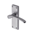 This is an image of a Heritage Brass - Door Handle Lever Latch Sophia Short Design Satin Chrome Finish, v4140-sc that is available to order from T.H Wiggans Ironmongery in Kendal.