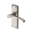 This is an image of a Heritage Brass - Door Handle Lever Latch Sophia Short Design Satin Nickel Finish, v4140-sn that is available to order from T.H Wiggans Ironmongery in Kendal.
