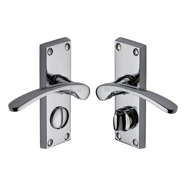 This is an image of a Heritage Brass - Door Handle for Privacy Set Sophia Short Design Polished Chrome Fin, v4144-pc that is available to order from T.H Wiggans Ironmongery in Kendal.