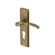 This is an image of a Heritage Brass - Door Handle for Euro Profile Plate Sophia Design Antique Brass Fin, v4146-48-at that is available to order from T.H Wiggans Ironmongery in Kendal.