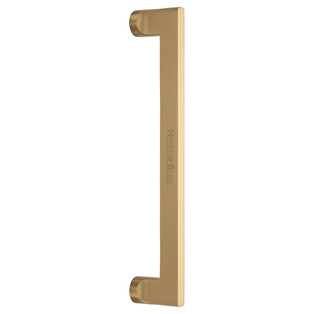This is an image of a Heritage Brass - Door Pull Handle Apollo Design 307mm Satin Brass Finish, v4150-307-sb that is available to order from T.H Wiggans Ironmongery in Kendal.
