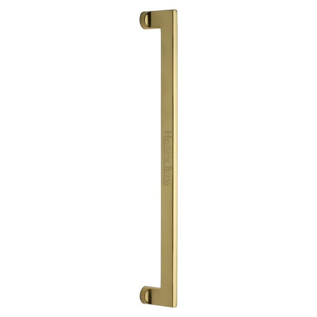 This is an image of a Heritage Brass - Door Pull Handle Apollo Design 460mm Polished Brass Finish, v4150-460-pb that is available to order from T.H Wiggans Ironmongery in Kendal.