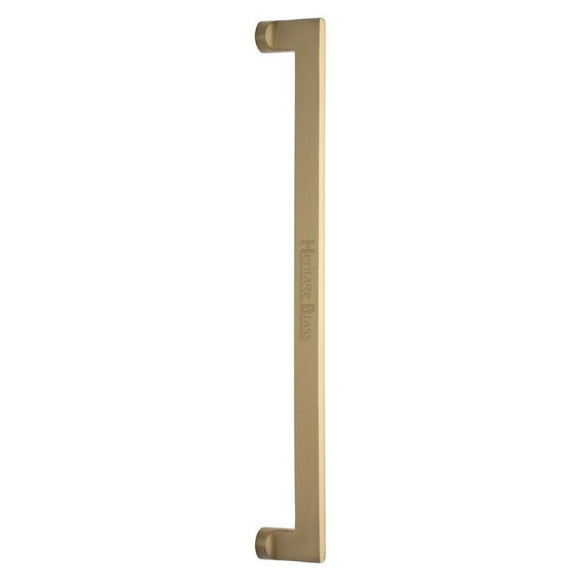 This is an image of a Heritage Brass - Door Pull Handle Apollo Design 460mm Satin Brass Finish, v4150-460-sb that is available to order from T.H Wiggans Ironmongery in Kendal.