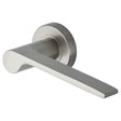 This is an image of a Heritage Brass - Door Handle Lever Latch on Round Rose Julia Design Satin Nickel, v4190-sn that is available to order from T.H Wiggans Ironmongery in Kendal.