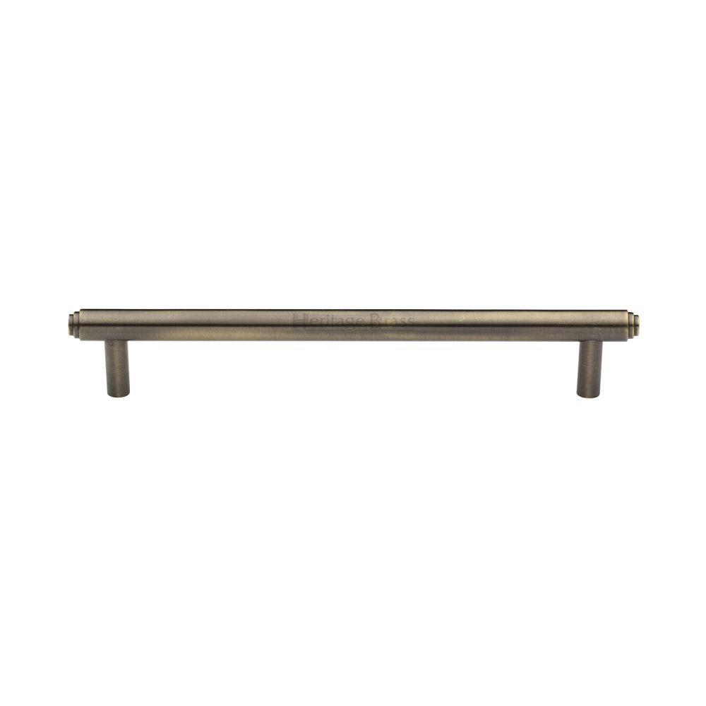 This is an image of a Heritage Brass - Cabinet Pull Stepped Design 160mm CTC Antique Brass Finish, v4410-160-at that is available to order from T.H Wiggans Ironmongery in Kendal.